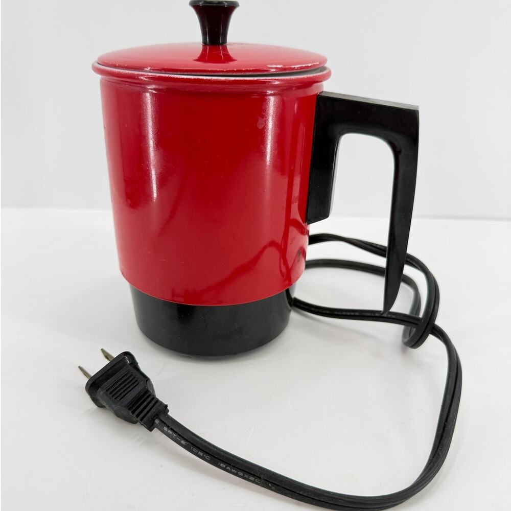 Vintage Electric Hot Pot Red Black 400W Mini Cooker Warmer Model 3C 402 Taiwan